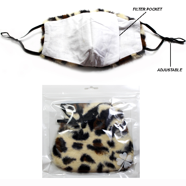 DZ-FASHION ANIMAL PRINT FAUX SHORT FUR MASK(MK-DZ0302-KM2769)