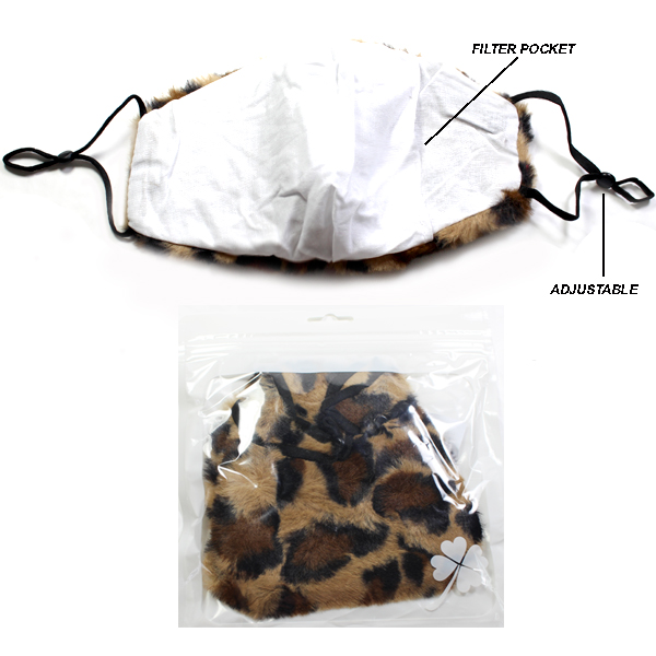 DZ-FASHION ANIMAL PRINT FAUX SHORT FUR MASK(MK-DZ0302-KM2769)