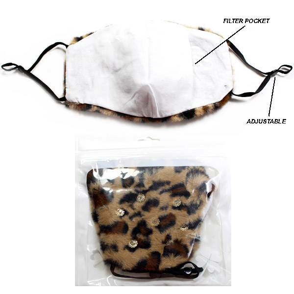 DZ-ANIMAL PRINT FAUX SHORT FUR STONE MASK(MK-DZ0304-KM2770)