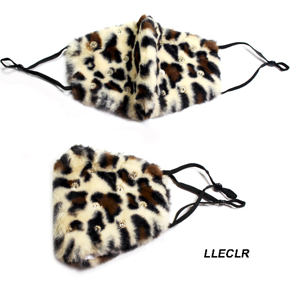 DZ-ANIMAL PRINT FAUX SHORT FUR STONE MASK(MK-DZ0304-KM2770)