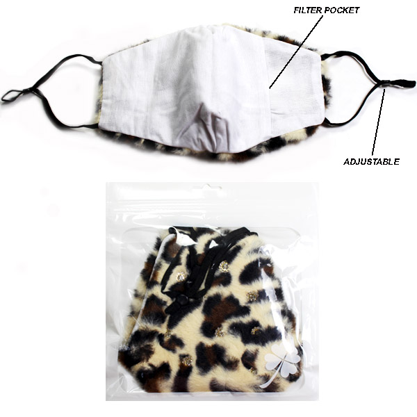 DZ-ANIMAL PRINT FAUX SHORT FUR STONE MASK(MK-DZ0304-KM2770)