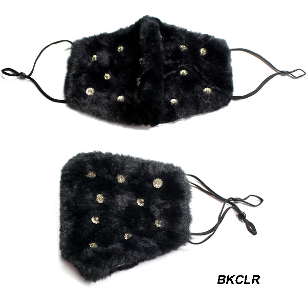 DZ-FASHION FAUX SHORT FUR STONE MASK(MK-DZ0305-KM2770)