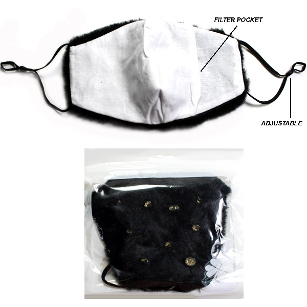 DZ-FASHION FAUX SHORT FUR STONE MASK(MK-DZ0305-KM2770)