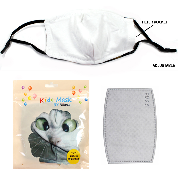 DZ-KIDS CAT PRINT FILTER POCKET MASK(MK-KID0045-QE2298)