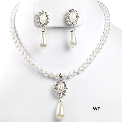 FASHION RHINESTONE PEARL NK SET14"(NP0012-S6802)