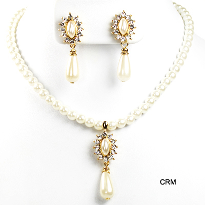 FASHION RHINESTONE PEARL NK SET14"(NP0012-S6802)