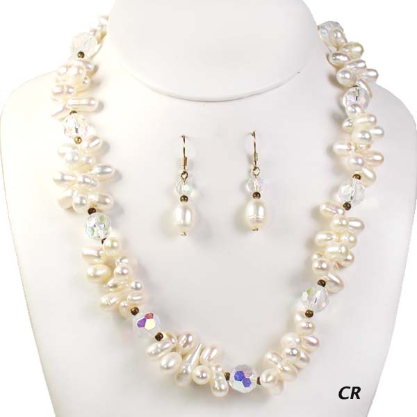 FASHION PEARL W CRYSTAL NK SET15"(NP0050-40902)