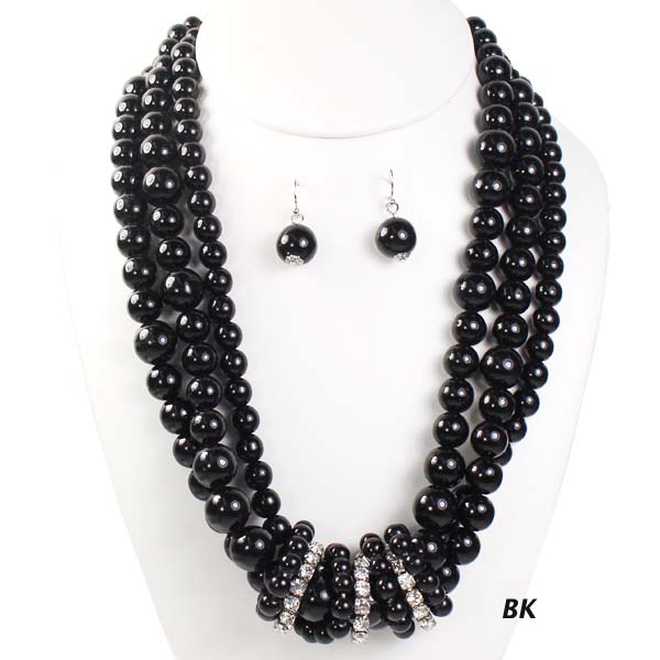 FASHION PEARL W STONE NK SET17"(NP0051-AKN0222)