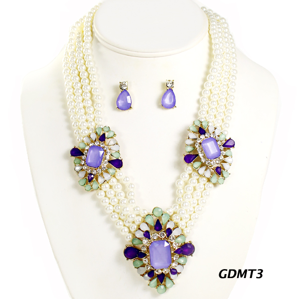 FASHION PEARL W STONE NK SET18"(NP0052-JNE1015)