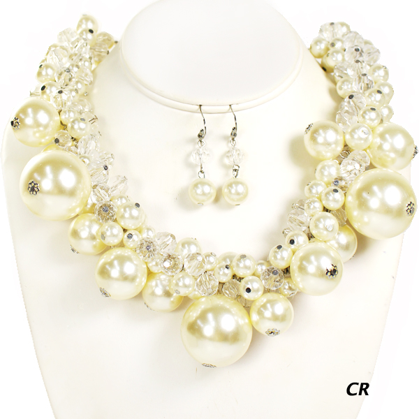 PEARL W CRYSTAL NK SET15"(NP0056-FNE466)