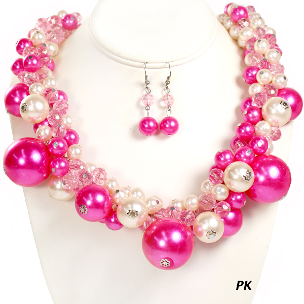 PEARL W CRYSTAL NK SET15"(NP0057-FNE466)