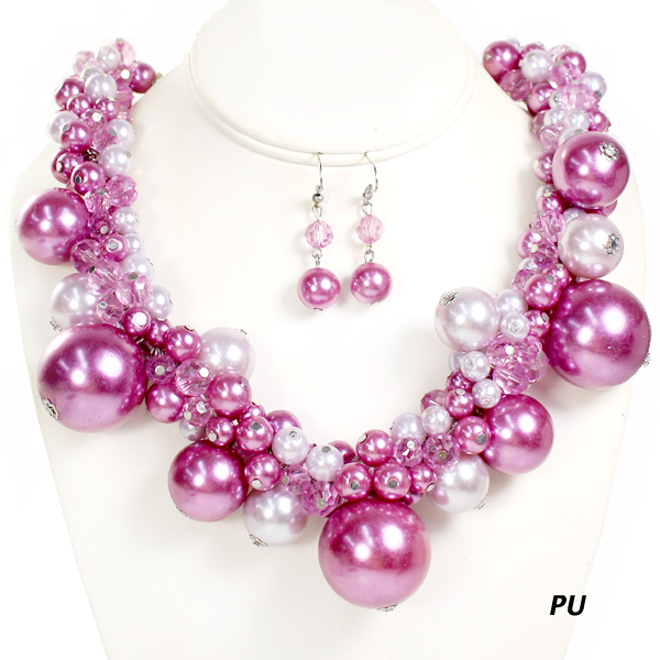 PEARL W CRYSTAL NK SET15"(NP0057-FNE466)