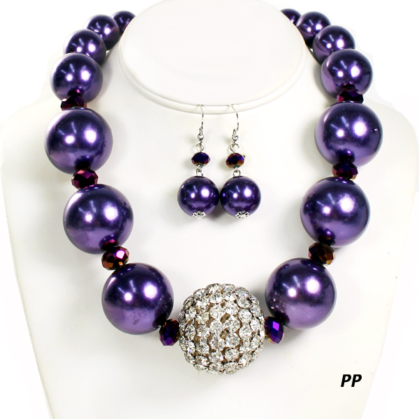 FASHION PEARL W DISCOBALL NK SET18"(NP058-FNE491)