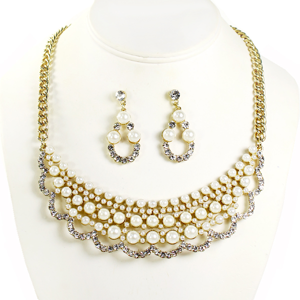 FASHION STONE W PEARL NK SET17"(NP0061-NES40)