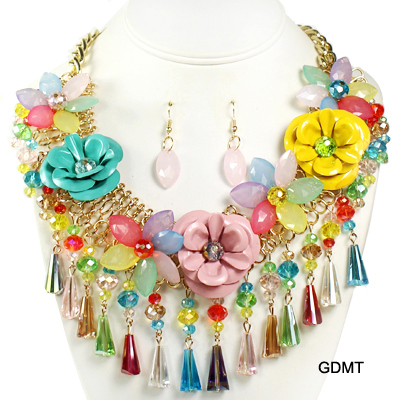 FASHION FLOWER W CRYSTAL NK SET17"(NT0020-NE491754)