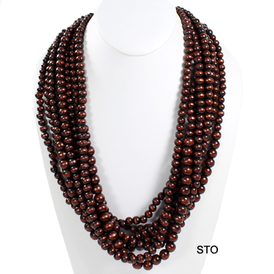 FASHION 8LN WOOD BEAD NK21"(NT0048-16150)