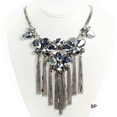 FASHION TEARDROP PATINA STONE NK15.5"(NT0054-16478)
