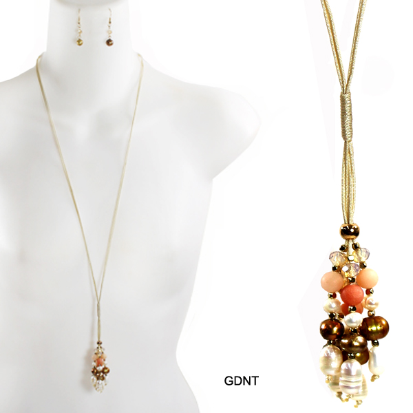 FASHION FRESH WATER PEARL NK SET28"(NT0165-FNE6009)