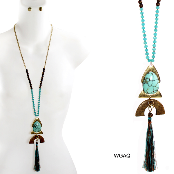 FASHION TASSEL W STONE NK SET29"(NT0173-JCNE2137)