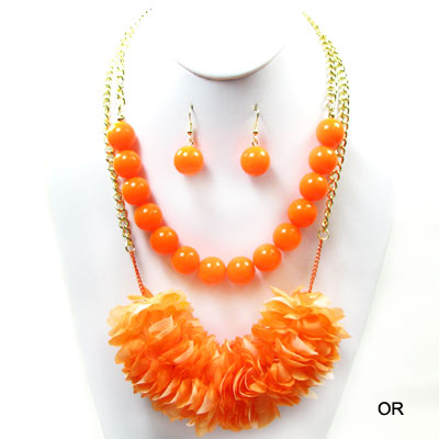 NEON FLOWER W BEAD COLOR NK SET19"(NT0207-NK04220)
