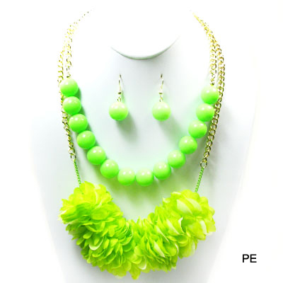 NEON FLOWER W BEAD COLOR NK SET19"(NT0207-NK04220)