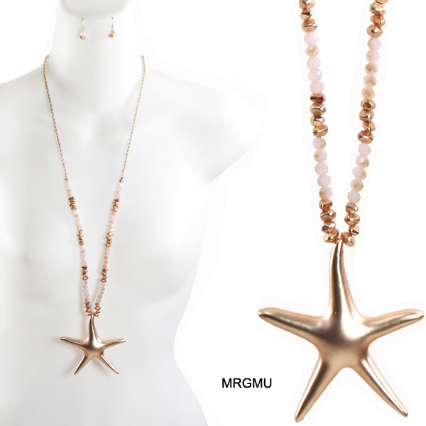 FASHION GLASS BEAD STARFISH NK SET30"(NT0226-KNE6103)