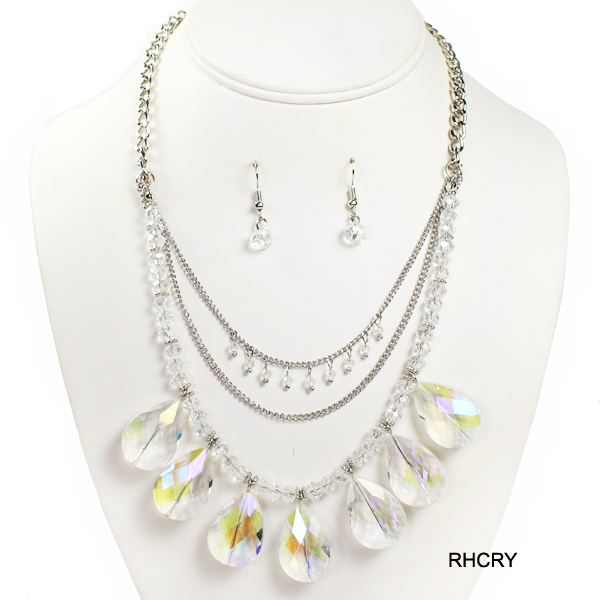 FASHION LAYERED GLASS BEAD NK SET18"(NT0311-MNE6765)