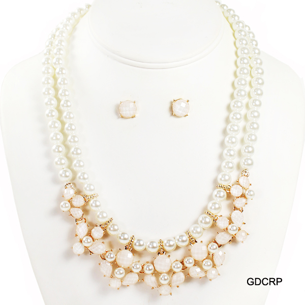FASHION LAYERED PEARL NK SET17"(NT0313-MNE6590)