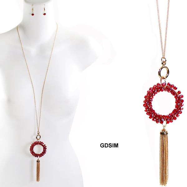 FASHION GLASS BEAD NK SET31.5"(NT0334-MNE6575)