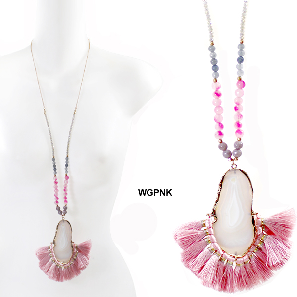FASHION AGATE TASSEL NK32"(NT0338-WN0437)