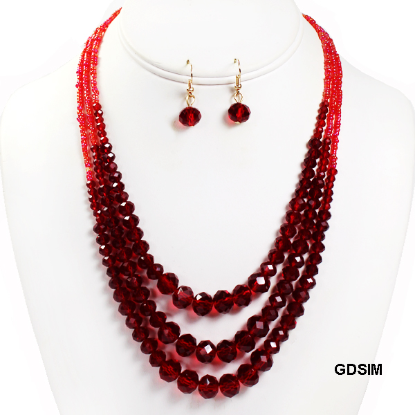 FASHION LAYERED GLASS BEAD NK SET17"(NT0554-MNE7101)