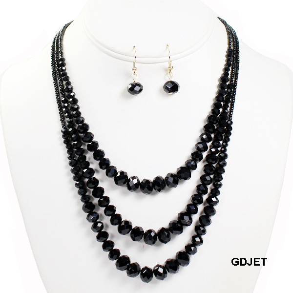 FASHION LAYERED GLASS BEAD NK SET17"(NT0554-MNE7101)