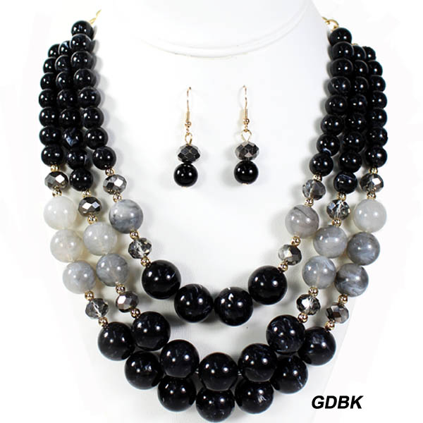 FASHION GLASS BEAD NK SET18"(NT0775-MNE7691)