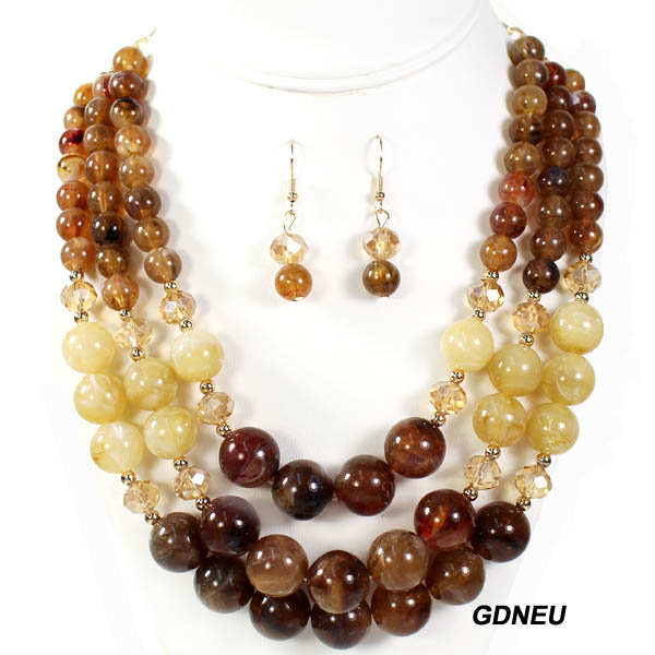 FASHION GLASS BEAD NK SET18"(NT0775-MNE7691)