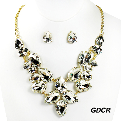 FASHION TEARDROP STONE NK SET17.5"(NT0848-16589)