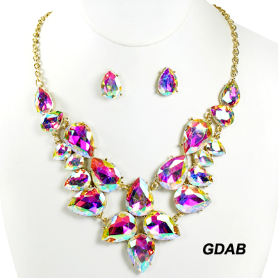 FASHION TEARDROP STONE NK SET17.5"(NT0848-16589)