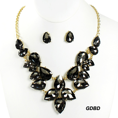FASHION TEARDROP STONE NK SET17.5"(NT0848-16589)