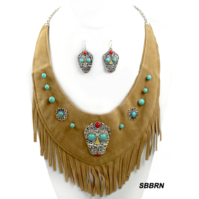 FASHION SUGARSKULL SUEDE TASSEL NK SET18"(NT0863-OS04368)