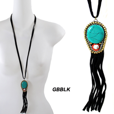 FASHION NATURAL STONE W TASSEL NK30"(NT0871-ON1033)