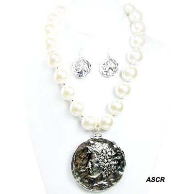 FASHION PEARL W COIN NK SET16"(NT0893-QNE10996)