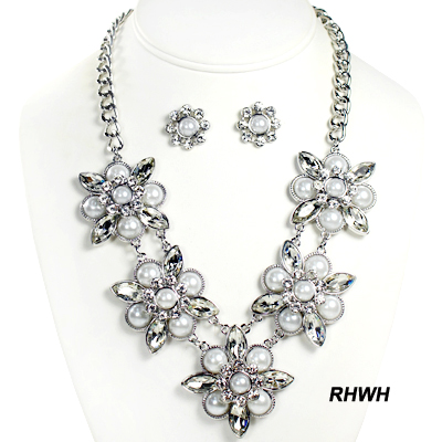 FASHION PEARL W STONE NK SET16"(NT0898-JWN1324)