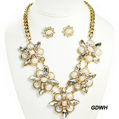 FASHION PEARL W STONE NK SET16"(NT0898-JWN1324)