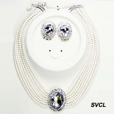 CLIP-FASHION PEARL STONE NK SET(NT0902-PRS406)