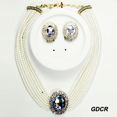 CLIP-FASHION PEARL STONE NK SET(NT0902-PRS406)