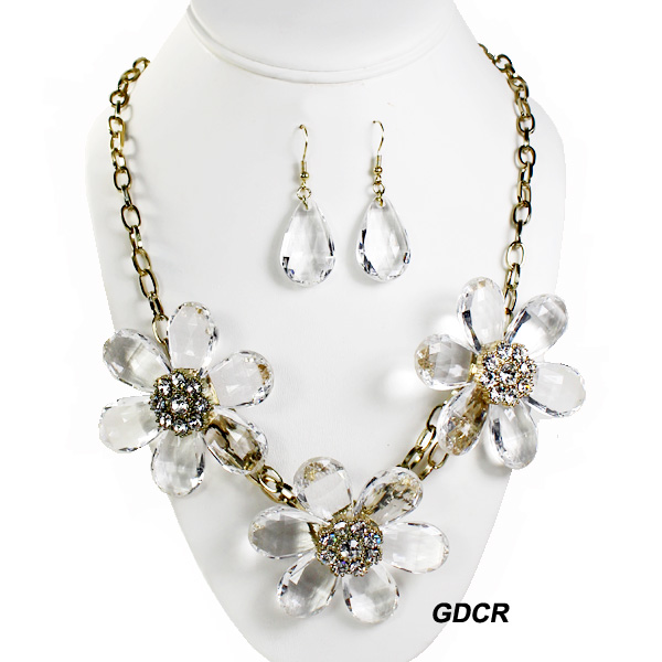 FASHION FLOWER W STONE NK SET19 "(NT0931-XN0189)