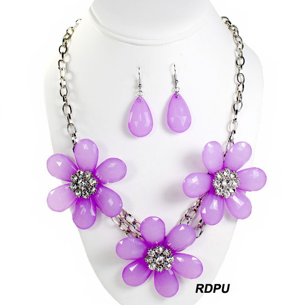 FASHION FLOWER W STONE NK SET19 "(NT0931-XN0189)