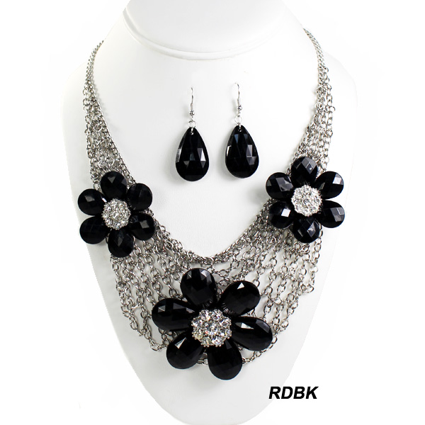 FASHION FLOWER W CHAIN NK SET17.5 "(NT0932-XN1291)