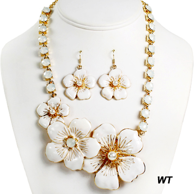 FASHION STONE W FLOWER NK SET16"(NT0952-KNE1026)