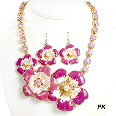 FASHION STONE W FLOWER NK SET16"(NT0952-KNE1026)