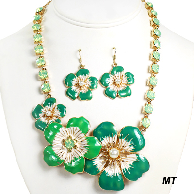 FASHION STONE W FLOWER NK SET16"(NT0952-KNE1026)